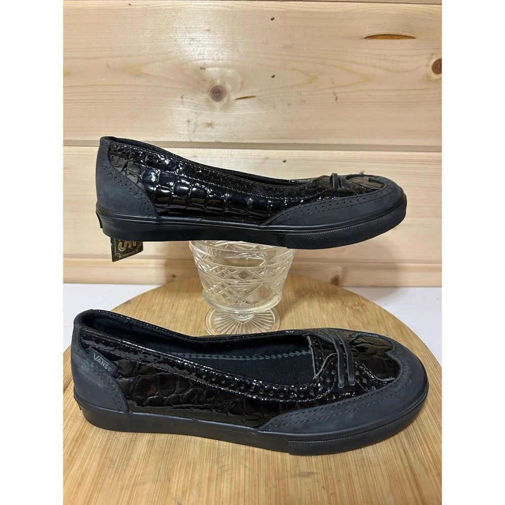 VANS Cassie Patent Leather Croc Black Women's‎ Size 5 NEW!